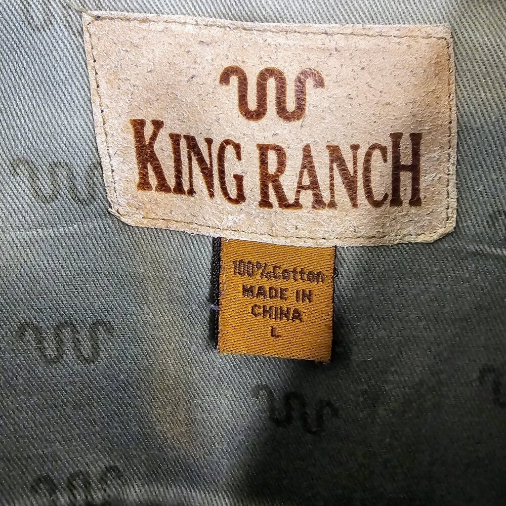 King Ranch Navy Twill Shirt Button Up Long Sleeve Rancher Cowboy Rodeo Men SZ‎ L - Picture 5 of 7